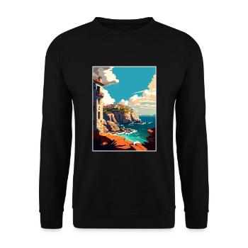Galicien Spanien Vintage Reiseposter WPA Souvenir - Unisex Pullover - Schwarz - Vorne - Alina (178cm) & Michal (187cm)