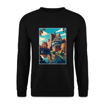 Nuremberg décoration Allemagne Vintage affiche de voyage - Sweat-shirt Unisexe - noir - Devant - Alina (178cm) & Michal (187cm)