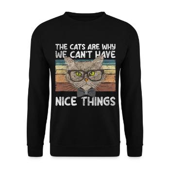Chats, Internet, Miaou, Poils De Chat - Sweat-shirt Unisexe - noir - Devant - Alina (178cm) & Michal (187cm)