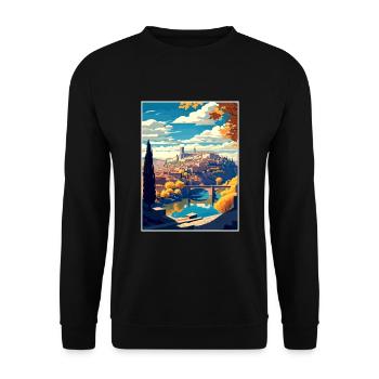Toledo Spain Vintage Travel Poster WPA Souvenir - Unisex Sweatshirt - black - Front - Alina (178cm) & Michal (187cm)