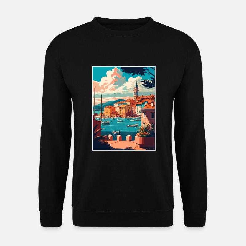 St. Tropez Seascape Frankreich Vintage Reiseposter - Unisex Pullover - Schwarz
