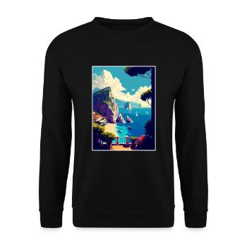 Capri Italie Décoration Vintage Voyage Affiche WPA - Sweat-shirt Unisexe - noir - Devant - Alina (178cm) & Michal (187cm)
