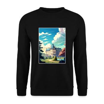 Fontainebleau Frankreich Vintage Reiseposter WPA Kunst - Unisex Pullover - Schwarz - Vorne - Alina (178cm) & Michal (187cm)