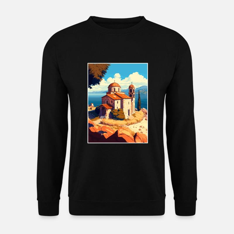 Ohrid Island See Kirche des Heiligen Johannes Mazedonien - Unisex Pullover - Schwarz