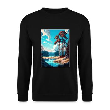 Kampinos Pologne Vintage voyage affiche WPA Souvenir - Sweat-shirt Unisexe - noir - Devant - Alina (178cm) & Michal (187cm)