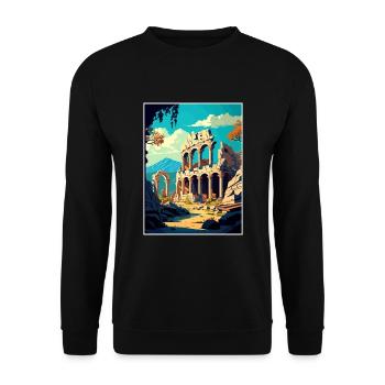 Termessos Turquie Vintage voyage affiche Souvenir - Sweat-shirt Unisexe - noir - Devant - Alina (178cm) & Michal (187cm)