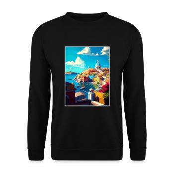 Procida Italie Décoration Vintage Voyage Affiche WPA - Sweat-shirt Unisexe - noir - Devant - Alina (178cm) & Michal (187cm)