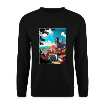 Viana Do Castelo Portugal Vintage Reiseposter - Unisex Pullover - Schwarz - Vorne - Alina (178cm) & Michal (187cm)