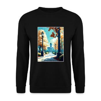 Brussels Park Belgium Vintage Travel Poster WPA - Unisex Sweatshirt - black - Front - Alina (178cm) & Michal (187cm)