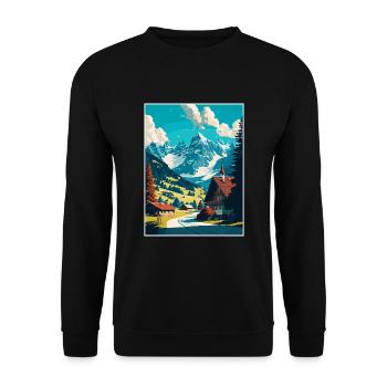 Gstaad Suisse Vintage Voyage Poster Souvenir - Sweat-shirt Unisexe - noir - Devant - Alina (178cm) & Michal (187cm)