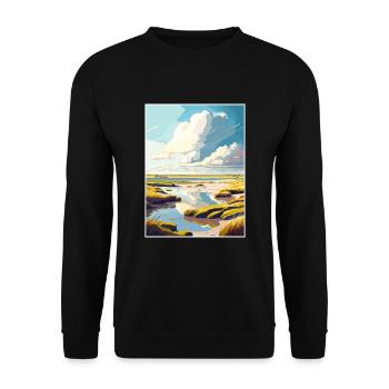 Texel Netherlands Vintage Travel Poster Souvenir - Unisex Sweatshirt - black - Front - Alina (178cm) & Michal (187cm)
