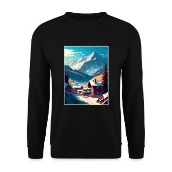 Seefeld Austria Vintage Travel Poster WPA Souvenir - Unisex Sweatshirt - black - Front - Alina (178cm) & Michal (187cm)