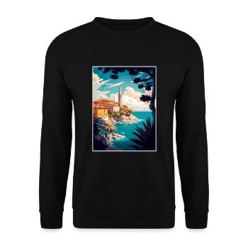 Rovinj Kroatien Vintage Reiseposter WPA Souvenir - Unisex Pullover - Schwarz - Vorne - Alina (178cm) & Michal (187cm)