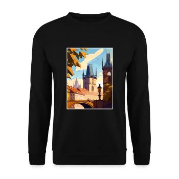 Prague Czech Republic Vintage Travel Poster WPA - Unisex Sweatshirt - black - Front - Alina (178cm) & Michal (187cm)