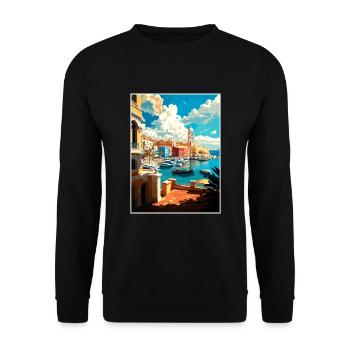 Heraklion Greece Decoration Vintage Travel Poster - Unisex Sweatshirt - black - Front - Alina (178cm) & Michal (187cm)