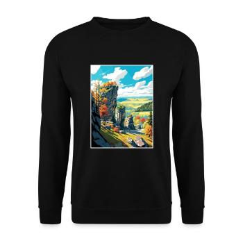 Mährischer Karst Tschechien Reiseplakat - Unisex Pullover - Schwarz - Vorne - Alina (178cm) & Michal (187cm)