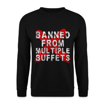 Buffet Hunger Hotel Vielesser - Unisex Pullover - Schwarz - Vorne - Alina (178cm) & Michal (187cm)