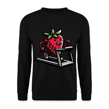 Eine Erdbeere auf einem Laufband - Unisex Pullover - Schwarz - Vorne - Alina (178cm) & Michal (187cm)
