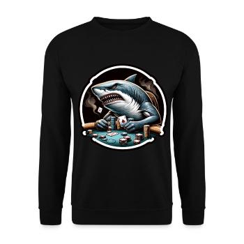 Un requin agressif qui joue au poker. - Sweat-shirt Unisexe - noir - Devant - Alina (178cm) & Michal (187cm)