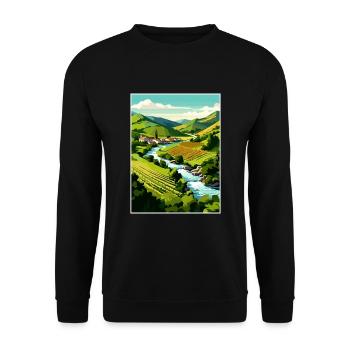 Vallée du Douro Portugal Vintage Travel Poster WPA - Sweat-shirt Unisexe - noir - Devant - Alina (178cm) & Michal (187cm)
