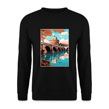 St Angelo Bridge Italy Vintage Travel Poster WPA - Unisex Sweatshirt - black - Front - Alina (178cm) & Michal (187cm)