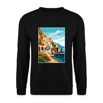 Amalfi Italie Décoration Vintage Voyage Affiche WPA - Sweat-shirt Unisexe - noir - Devant - Alina (178cm) & Michal (187cm)