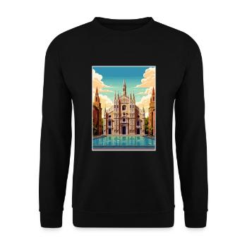 Milan Espagne Ibiza Vintage voyage affiche Souvenir - Sweat-shirt Unisexe - noir - Devant - Alina (178cm) & Michal (187cm)