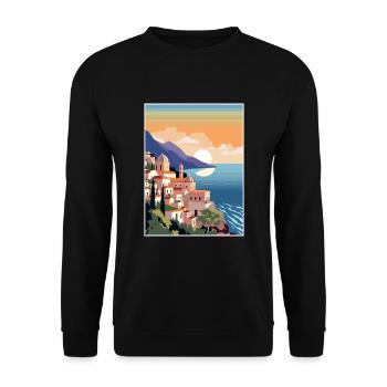 Amalfi Italie Décoration Vintage Voyage Affiche WPA - Sweat-shirt Unisexe - noir - Devant - Alina (178cm) & Michal (187cm)