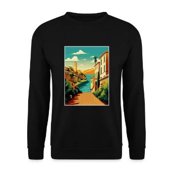 Sicile Italie Décoration Vintage Voyage Affiche WPA - Sweat-shirt Unisexe - noir - Devant - Alina (178cm) & Michal (187cm)