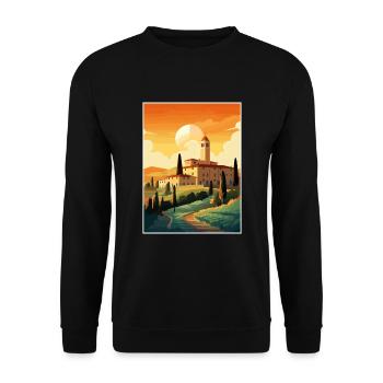Toscane Italie Décoration Vintage Voyage Affiche WPA - Sweat-shirt Unisexe - noir - Devant - Alina (178cm) & Michal (187cm)