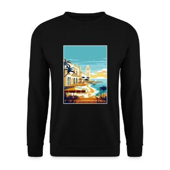 Menorca Spain Vintage Travel Poster WPA Souvenir - Unisex Sweatshirt - black - Front - Alina (178cm) & Michal (187cm)