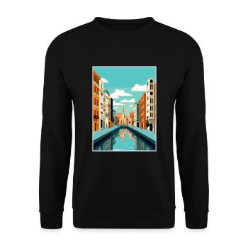 Bilbao Spain Vintage Travel Poster WPA Souvenir - Unisex Sweatshirt - black - Front - Alina (178cm) & Michal (187cm)