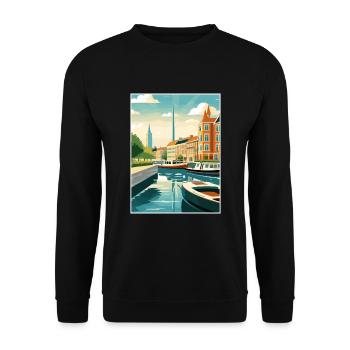 Copenhague Danemark Vintage voyage affiche Souvenir - Sweat-shirt Unisexe - noir - Devant - Alina (178cm) & Michal (187cm)