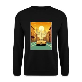 Milan Espagne Ibiza Vintage voyage affiche Souvenir - Sweat-shirt Unisexe - noir - Devant - Alina (178cm) & Michal (187cm)