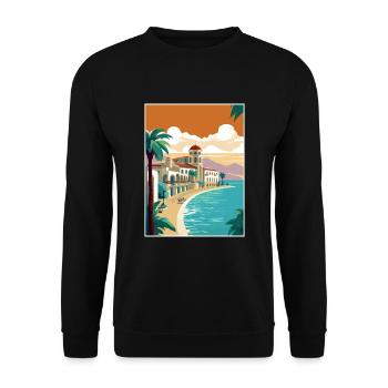 Costa Blanca Spain Vintage Travel Poster Souvenir - Unisex Sweatshirt - black - Front - Alina (178cm) & Michal (187cm)