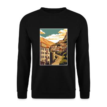 Cuenca Spain Vintage Travel Poster WPA Souvenir - Unisex Sweatshirt - black - Front - Alina (178cm) & Michal (187cm)