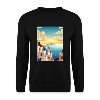 Santorin Grèce décoration grec voyage affiche - Sweat-shirt Unisexe - noir - Devant - Alina (178cm) & Michal (187cm)