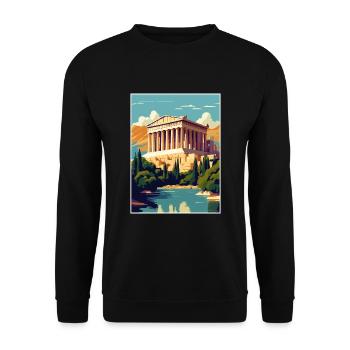 Athens Greece Decoration Vintage Travel Poster WPA - Unisex Sweatshirt - black - Front - Alina (178cm) & Michal (187cm)