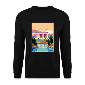 Athens Greece Decoration Vintage Travel Poster WPA - Unisex Sweatshirt - black - Front - Alina (178cm) & Michal (187cm)
