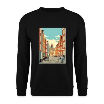 Copenhague Danemark Vintage voyage affiche Souvenir - Sweat-shirt Unisexe - noir - Devant - Alina (178cm) & Michal (187cm)