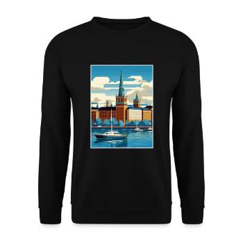 Stockholm Suède suédois Vintage voyage affiche WPA - Sweat-shirt Unisexe - noir - Devant - Alina (178cm) & Michal (187cm)