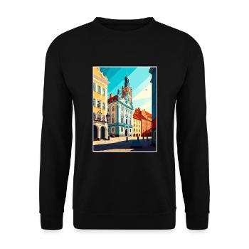 Czestochowa Pologne Vintage voyage affiche Souvenir - Sweat-shirt Unisexe - noir - Devant - Alina (178cm) & Michal (187cm)