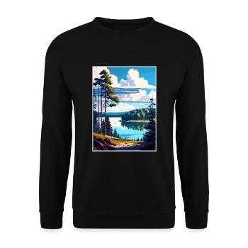 Wigry Pologne Vintage voyage affiche WPA Souvenir - Sweat-shirt Unisexe - noir - Devant - Alina (178cm) & Michal (187cm)