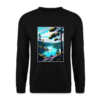 Wielkopolski Pologne Vintage voyage affiche Souvenir - Sweat-shirt Unisexe - noir - Devant - Alina (178cm) & Michal (187cm)