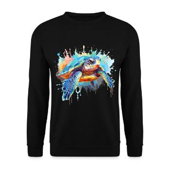 Turtle, watercolor turtle, splash - Unisex Sweatshirt - black - Front - Alina (178cm) & Michal (187cm)