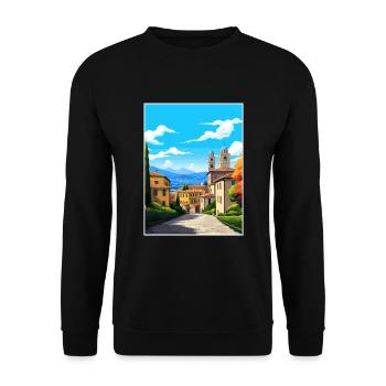 Bergame Italie Vintage voyage affiche WPA Souvenir - Sweat-shirt Unisexe - noir - Devant - Alina (178cm) & Michal (187cm)