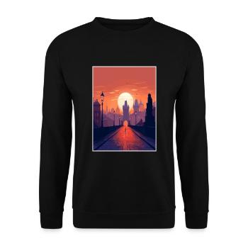 Prague Czech Republic Vintage Travel Poster WPA - Unisex Sweatshirt - black - Front - Alina (178cm) & Michal (187cm)
