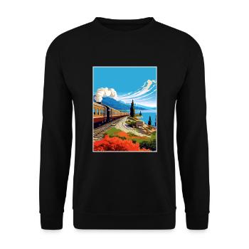 Orient Express Europa Deko Vintage Reiseposter - Unisex Pullover - Schwarz - Vorne - Alina (178cm) & Michal (187cm)