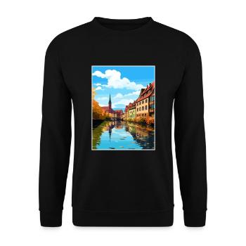 Nuremberg décoration Allemagne Vintage affiche de voyage - Sweat-shirt Unisexe - noir - Devant - Alina (178cm) & Michal (187cm)