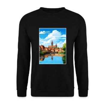Amiens France Vintage Travel Poster WPA Souvenir - Unisex Sweatshirt - black - Front - Alina (178cm) & Michal (187cm)